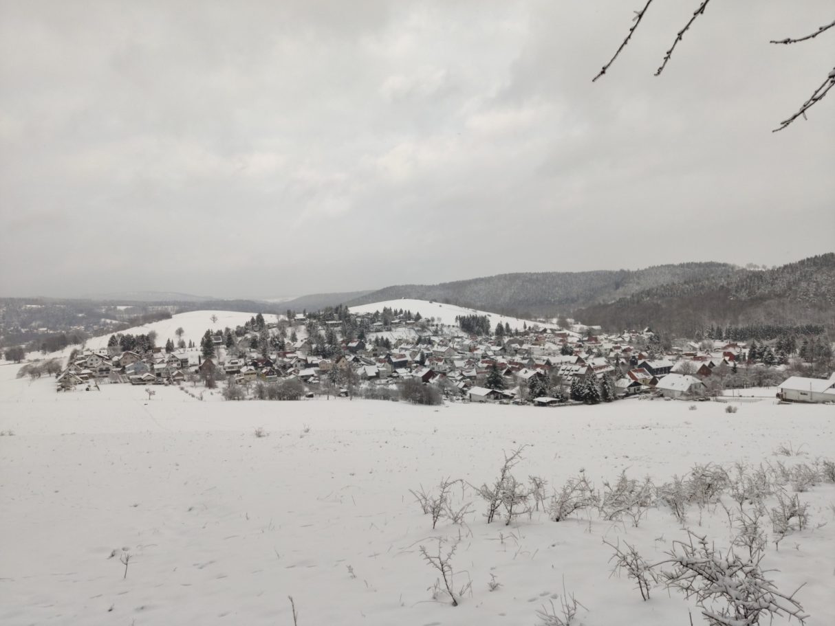 Blick auf Fischbach im Winter